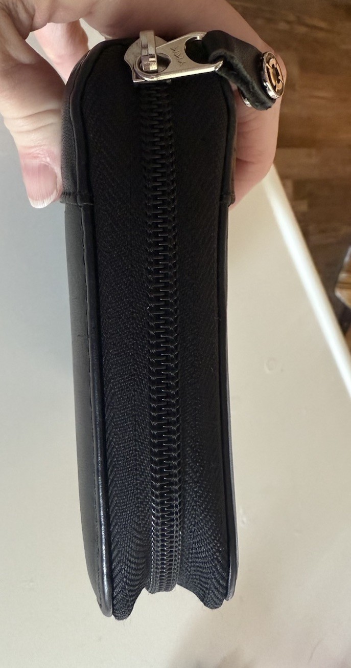 Vintage Franklin Covey 6-Ring Zip Around Black Full Grain Leather Binder 1996