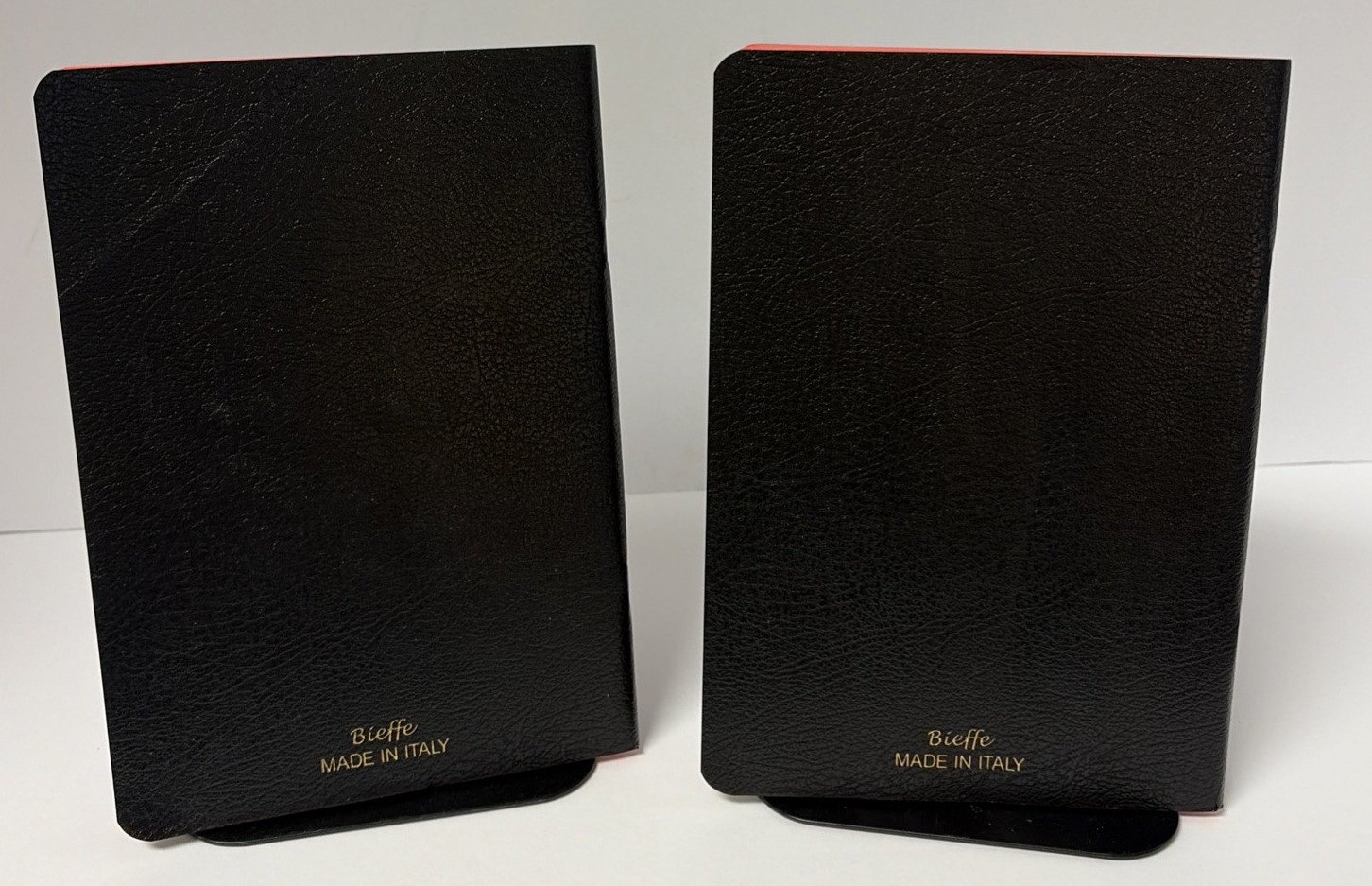 Two Bieffe Handmade Italy Lined Notebooks Black Exercise Journals Faux Leather