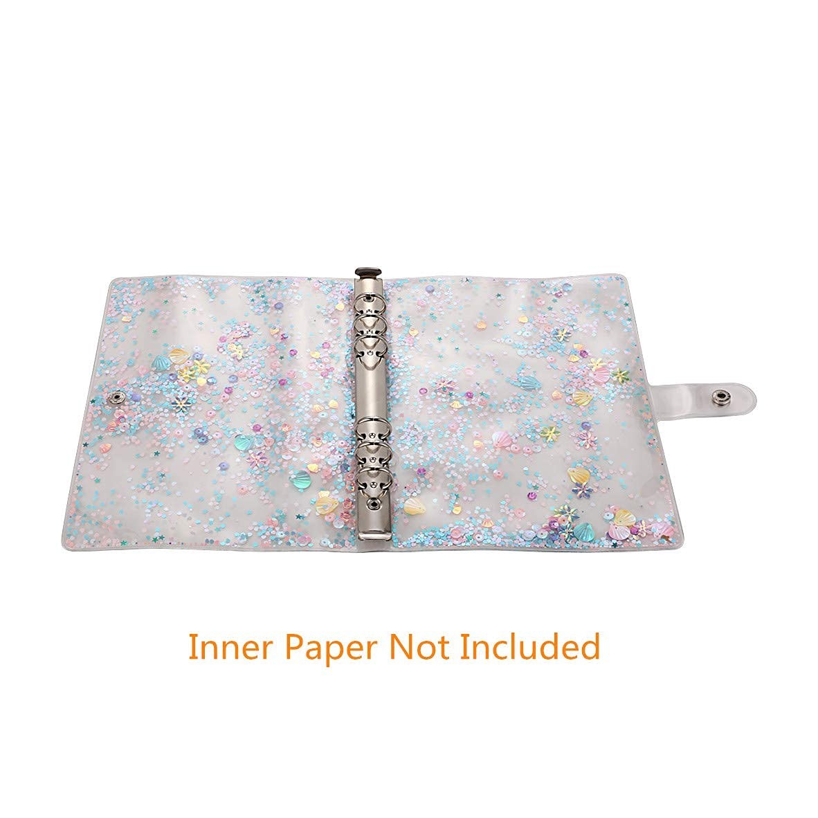 SICCOMA A5 6-Ring Loose Leaf Binder Cover PVC Glitter A5, Confetti-Pink