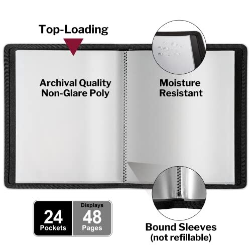 Dunwell Portfolio Folder for Artwork 8.5 x11 Binder Folder 48 Pages Letter Size