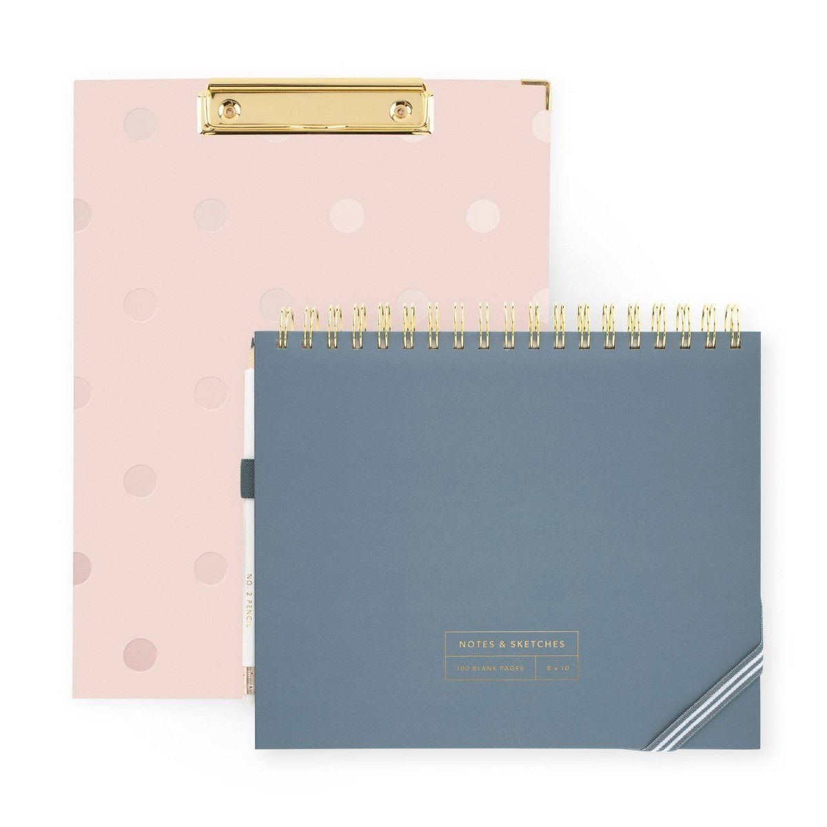 Sugar Paper Essentials 8″x10″ Blank Notebook with Pencil Deep Blue 100 Pages