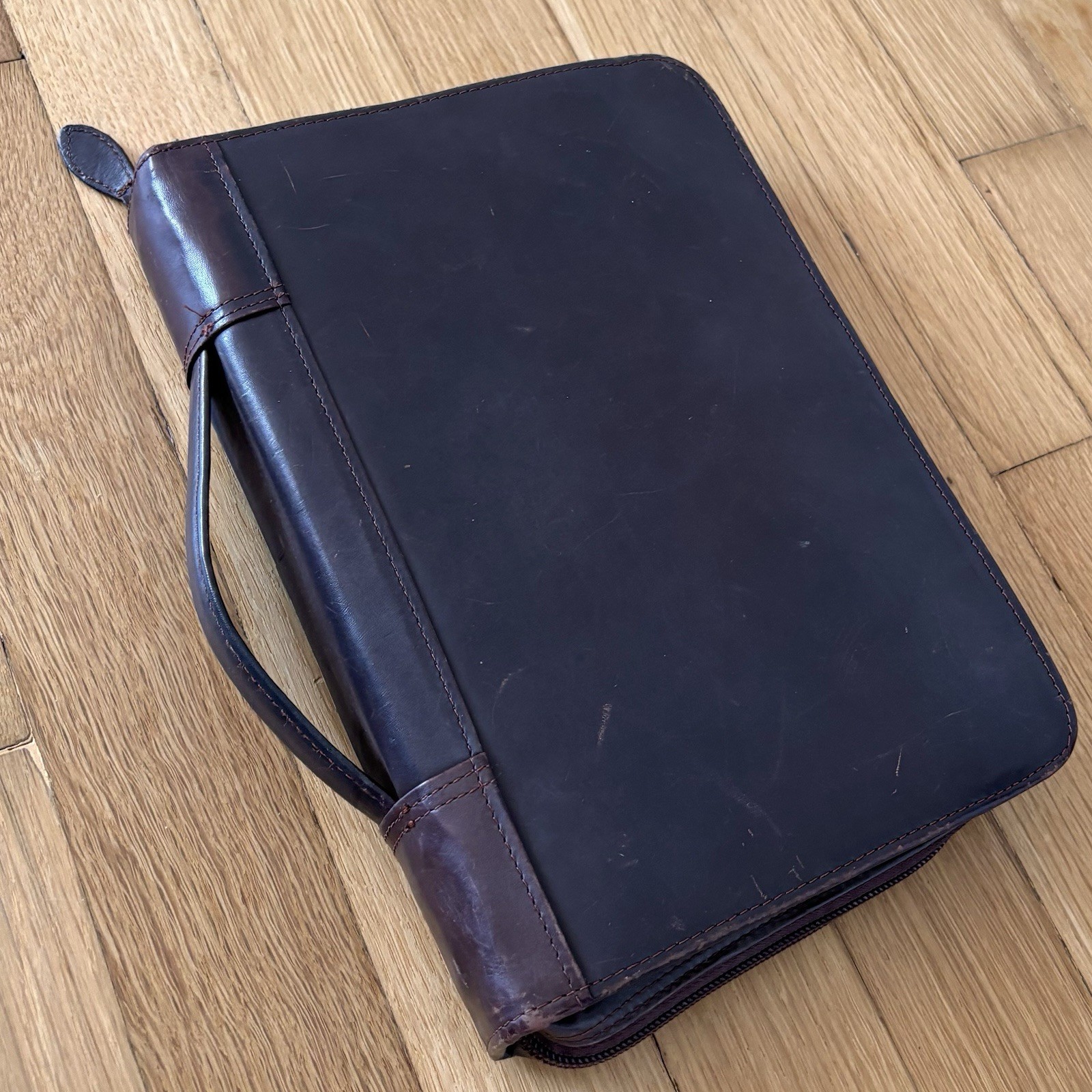 Vintage Wilsons Leather Agenda Planner Portfolio Binder 10×7 Brown 3 Ring Zipper