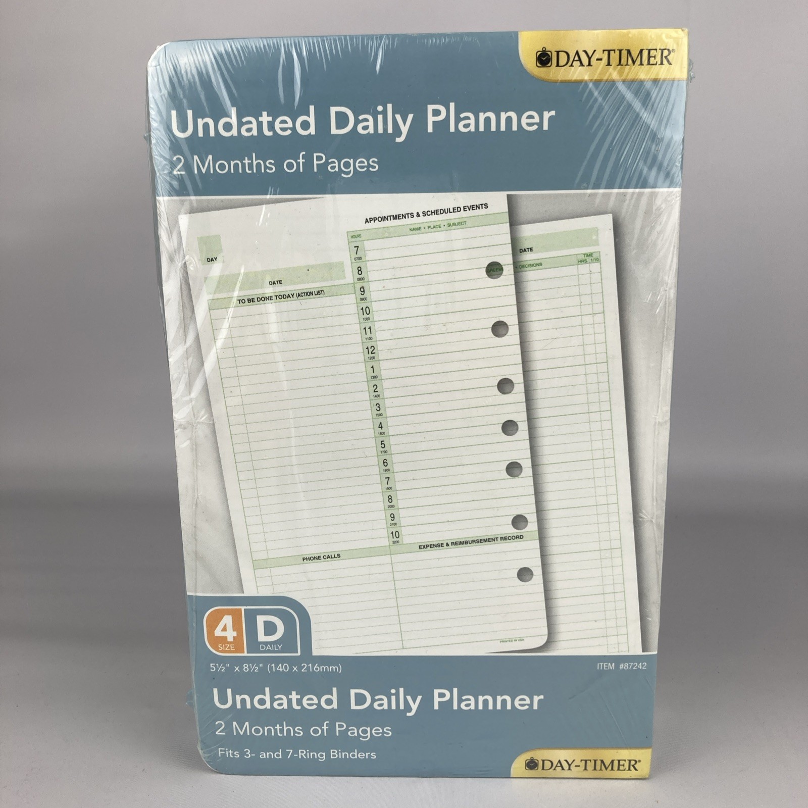 6 NEW DAY-TIMER Traditional Refill D/ 2-Page-Per-Day DAILY Size 4 Undated #87242