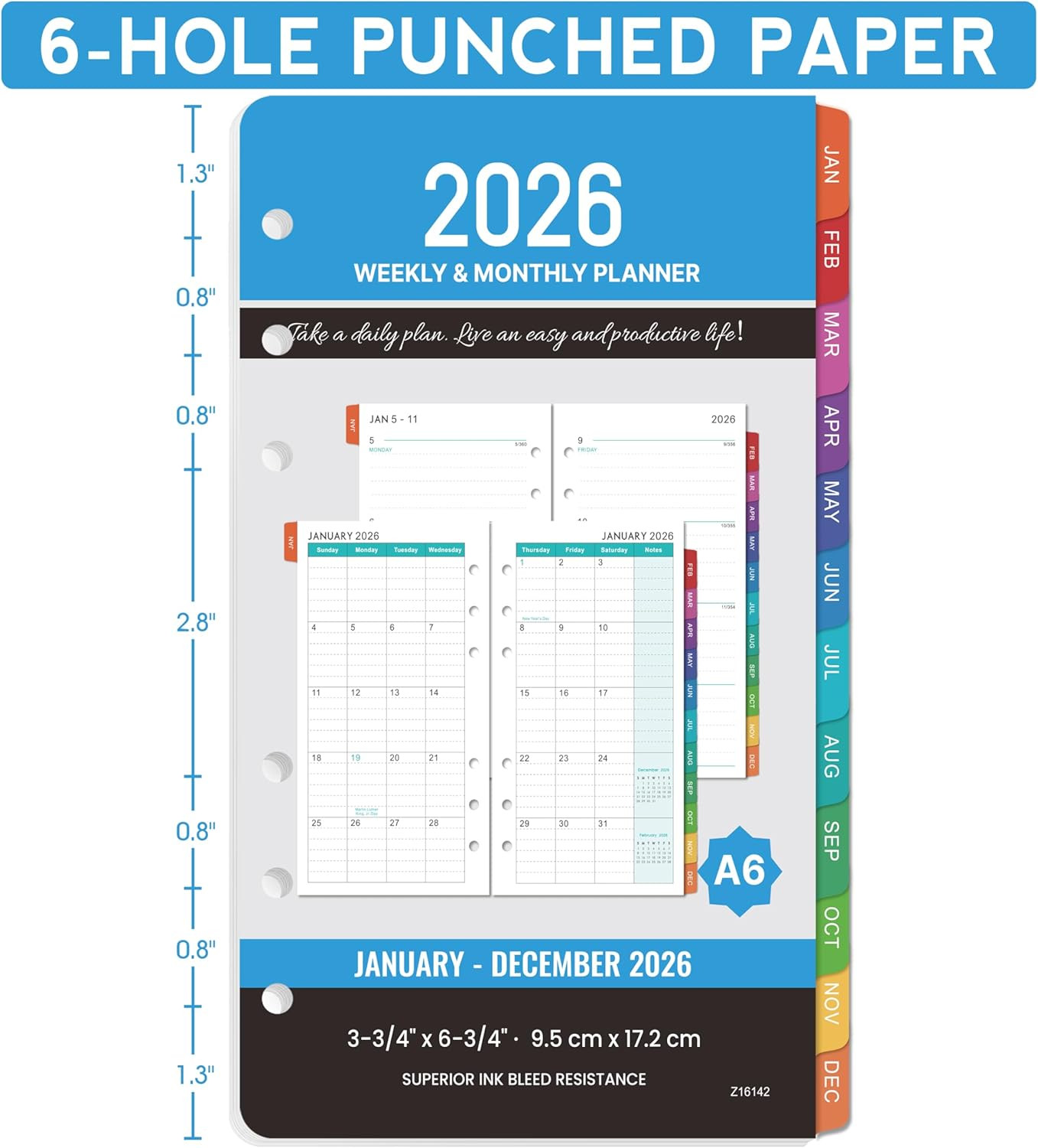 2026 Planner Refills – A6 Weekly and Monthly Planner Inserts, 4″ X 6.73″, Jan. 2