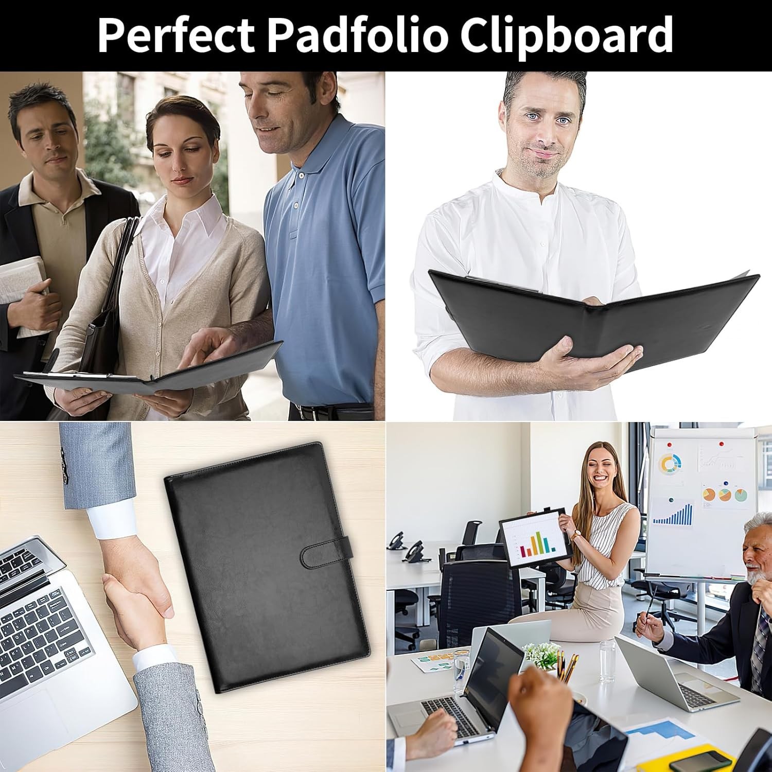 Professional Padfolio with Clipboard, Faux Leather Portfolio Folder Binder, L…