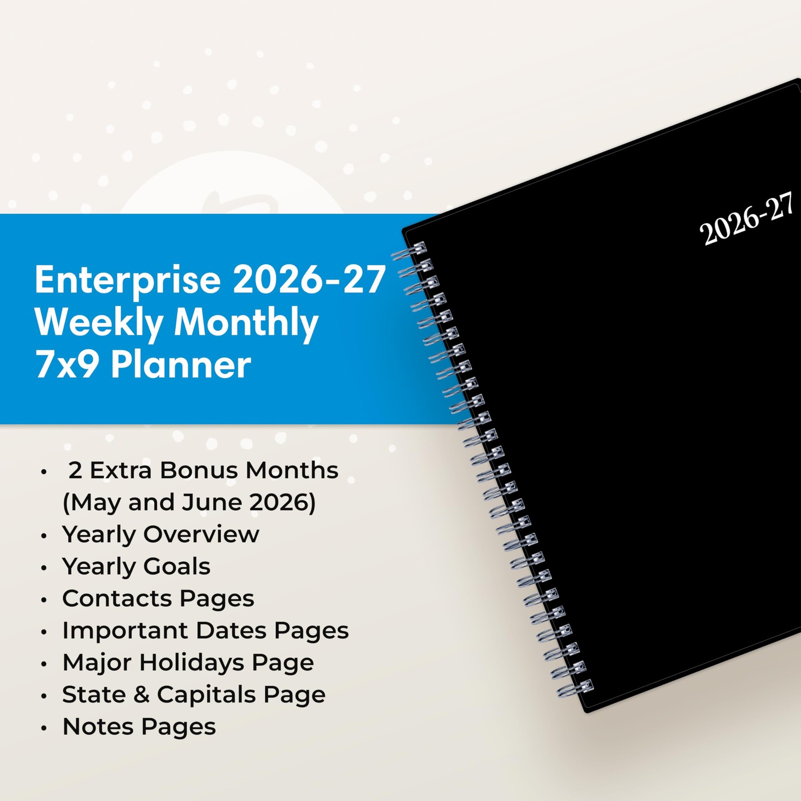 Blue Sky 2026-2027 Weekly and Monthly Academic 7″ x 9″, Enterprise- 2026/2027