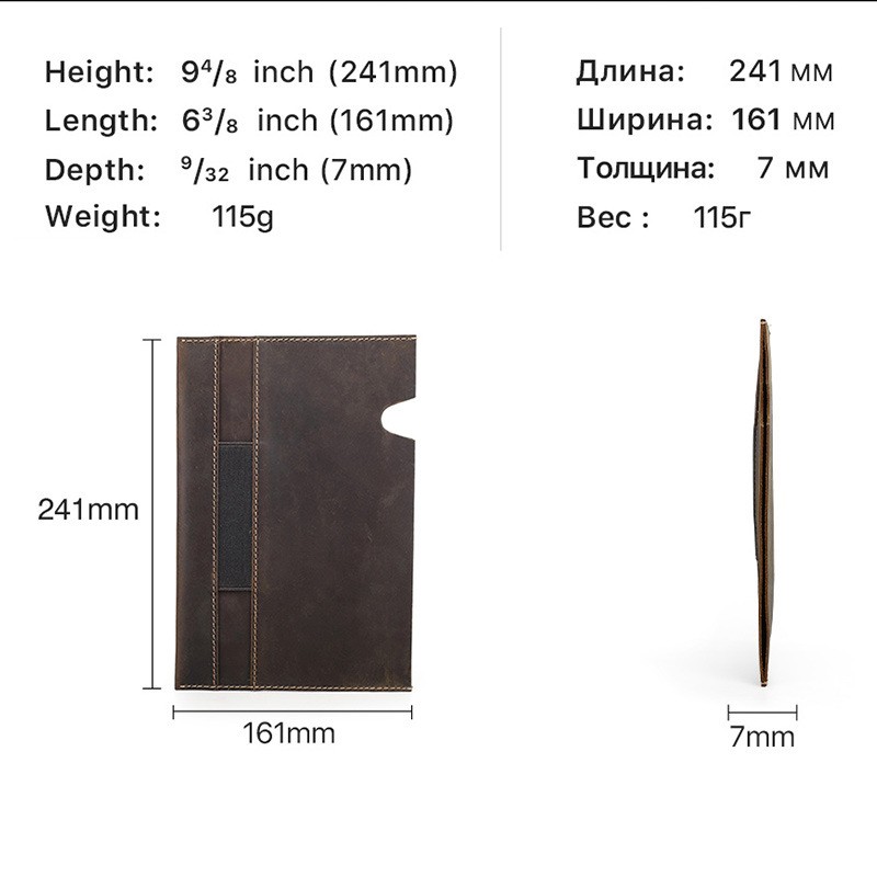A5 Leather Notebook Cover With Pen Holder Crazy Horse Journal Sleeve Handmade
