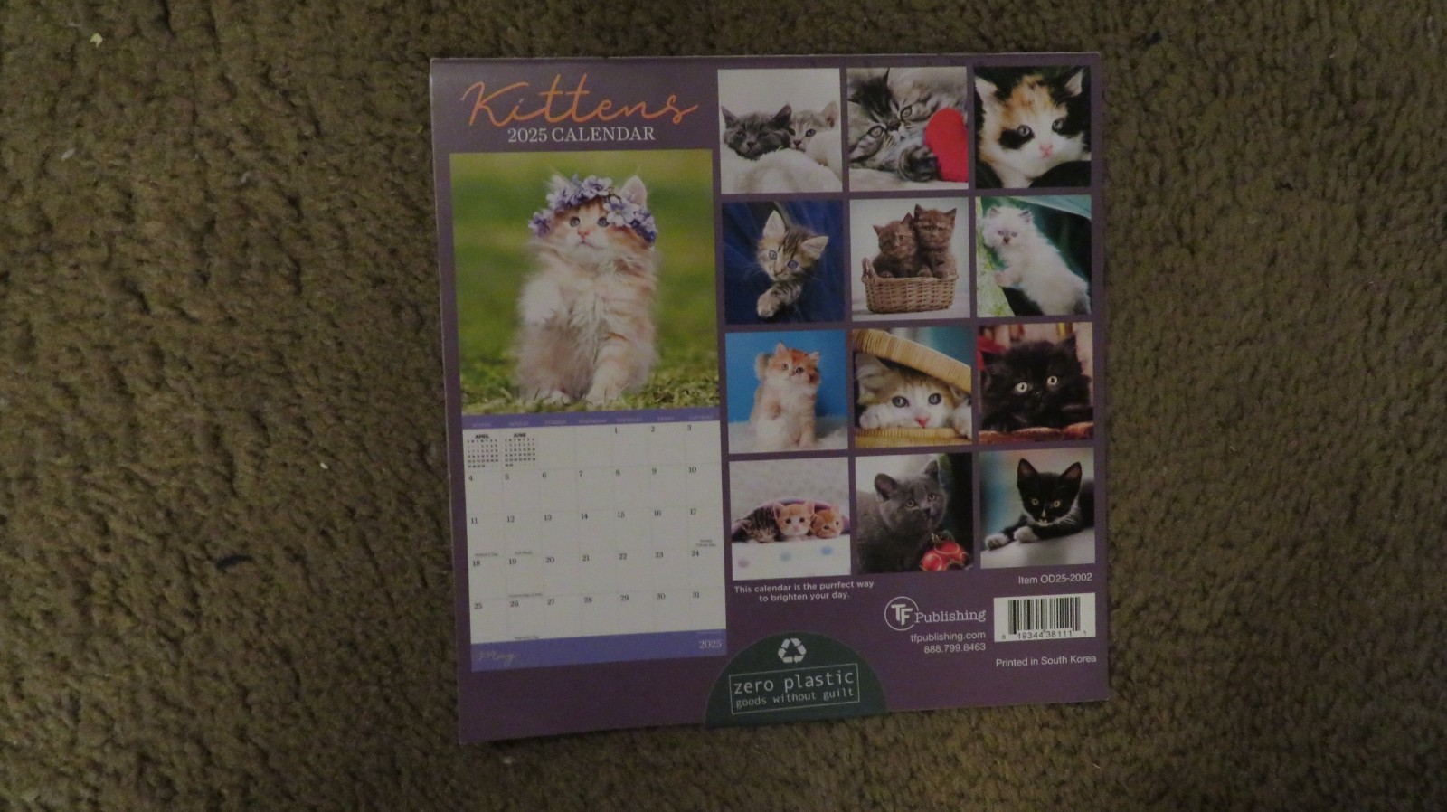 2025 TF Publishing Kittens Mini Wall Calendar 7″ x 7″ Good Cond.