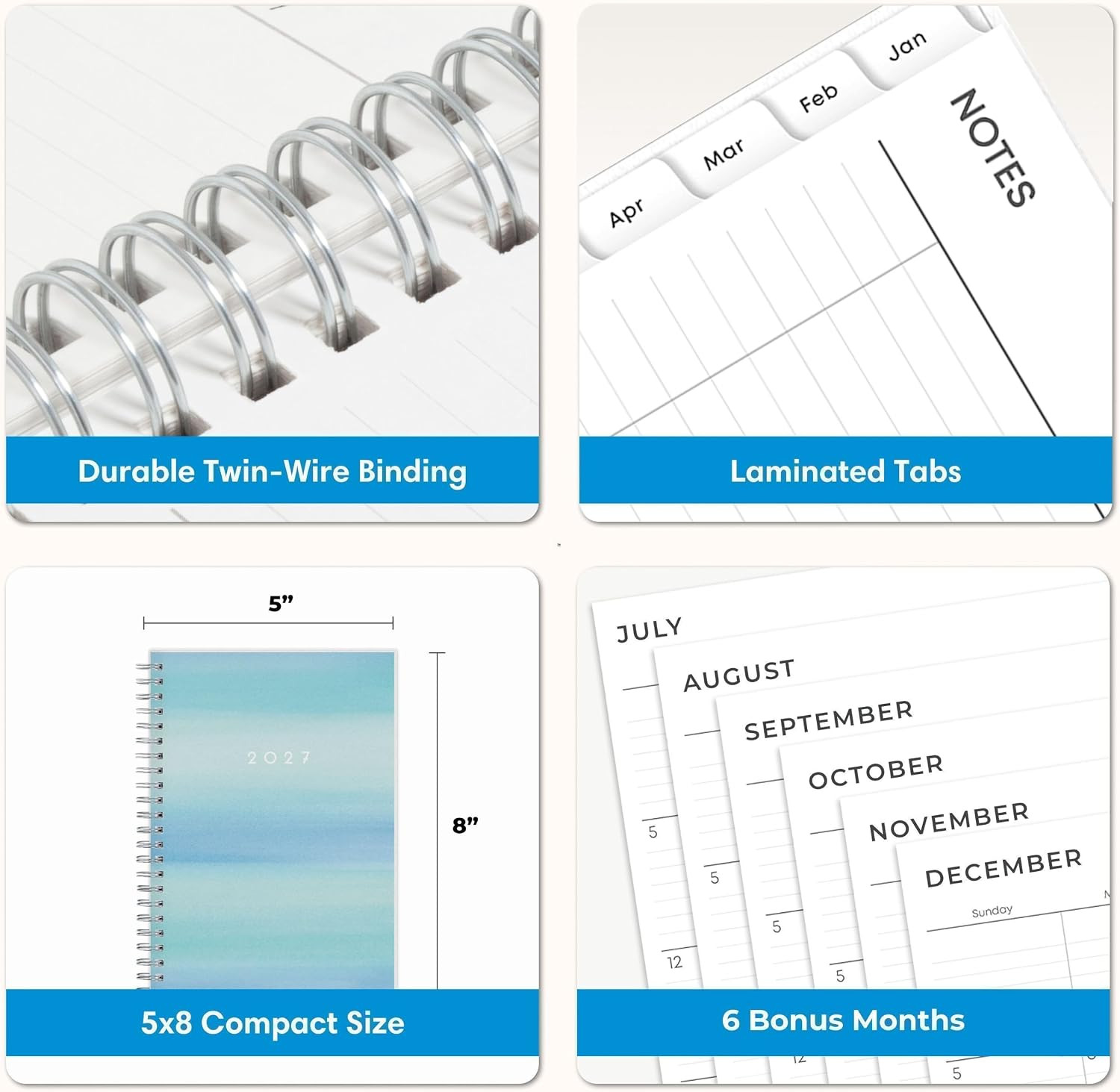 2027 Weekly and Monthly Planner Calendar, January 2027 – December