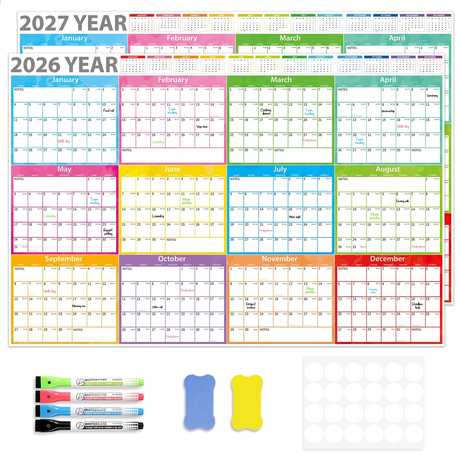 2026 Calendar,MoShining,Large Wall Calendar Dry Erase 48×32 inch, Multi