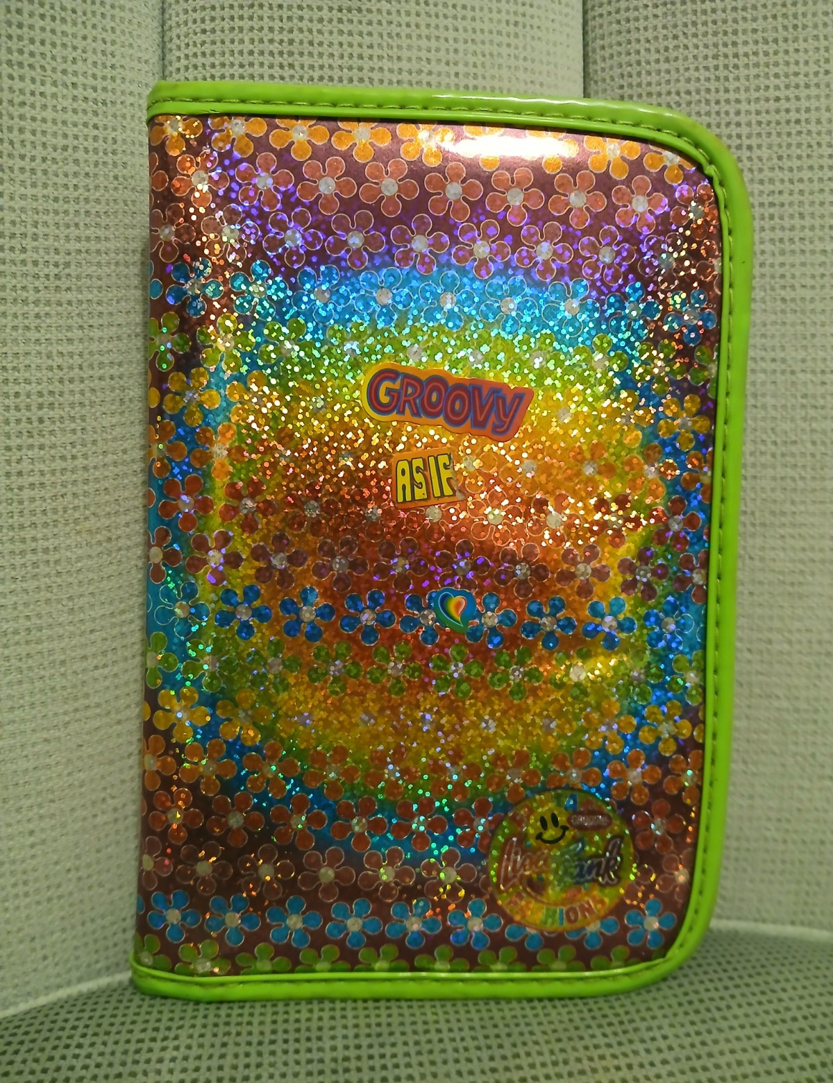 Vintage Lisa Frank Holographic Groovy Flowers Zippered Mini Planner 90s – y2k