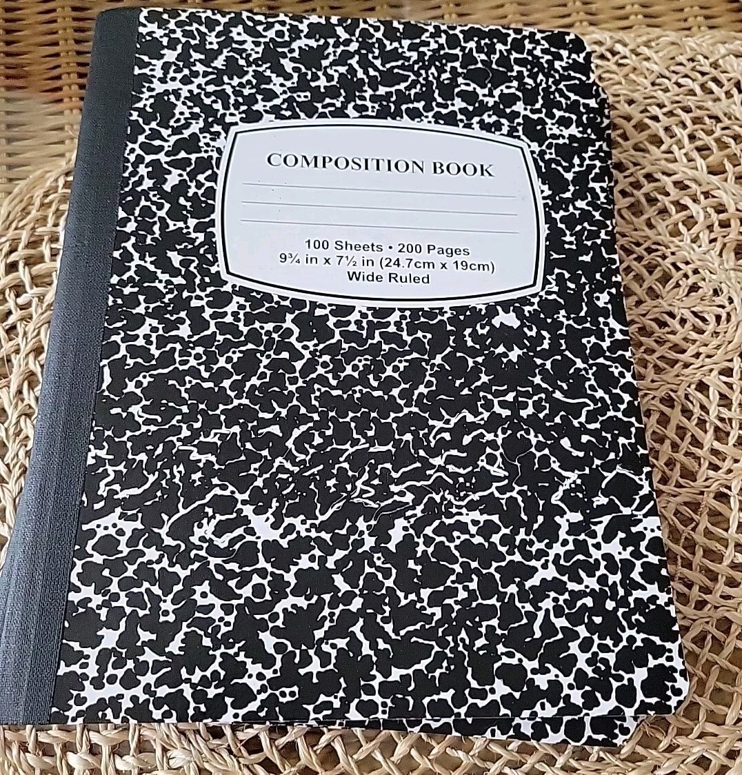 (4) Composition Notebooks Wide Ruled 100 Sheets = 200 Pages ea 9-3/4x 7-1/2