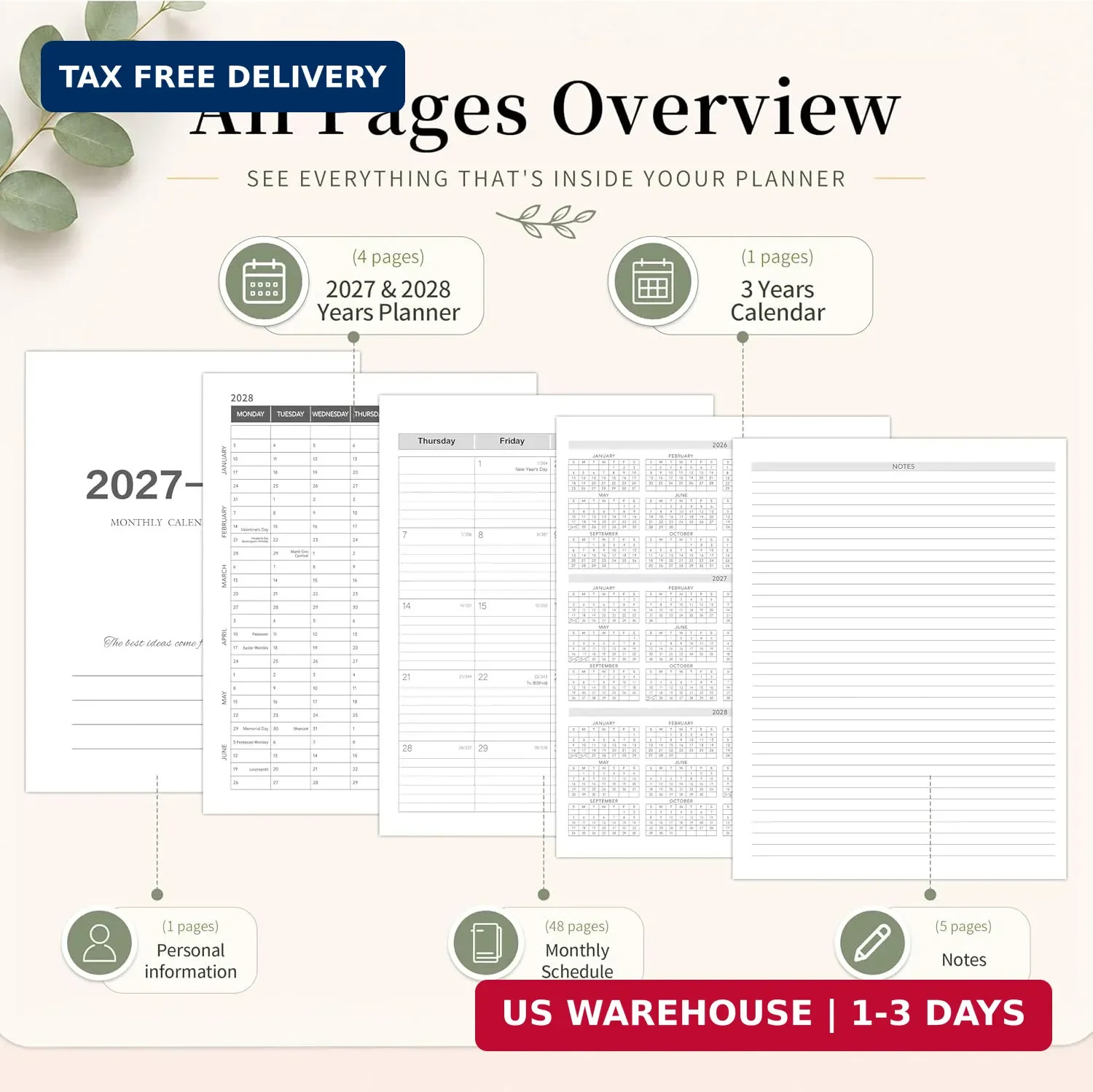 2027-2028 Monthly Planner, Jan 2027-Dec 2028, A4 2027 – Dec Black