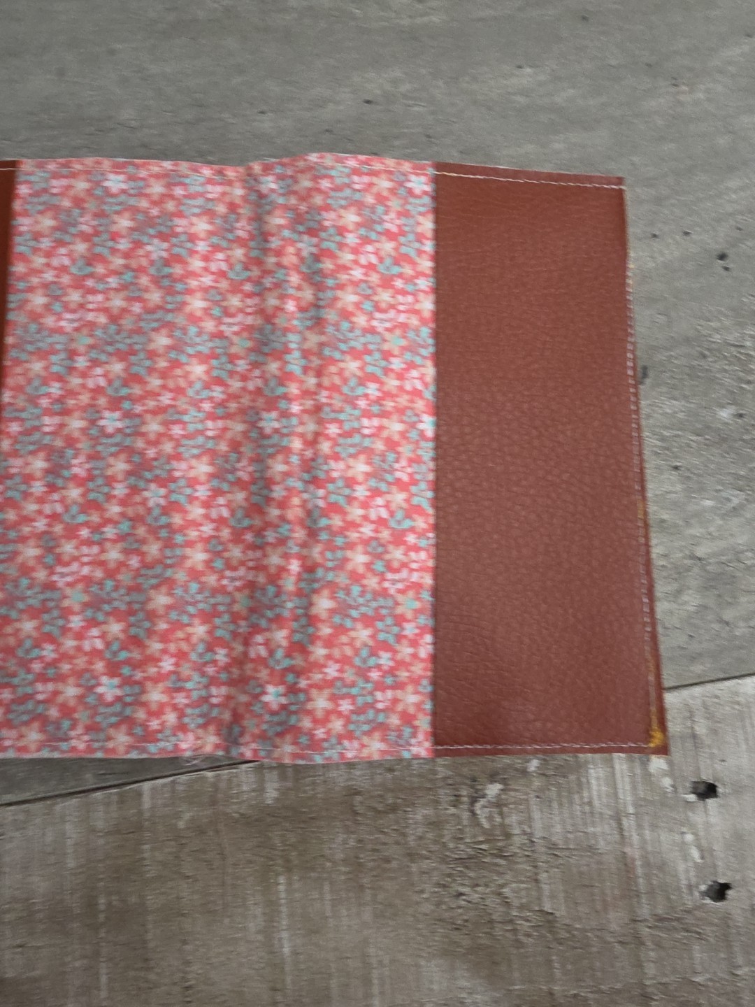 Handmade Small Notebook Cover 7.5″x5″ Brown Pebbled Faux Leather Butterflies