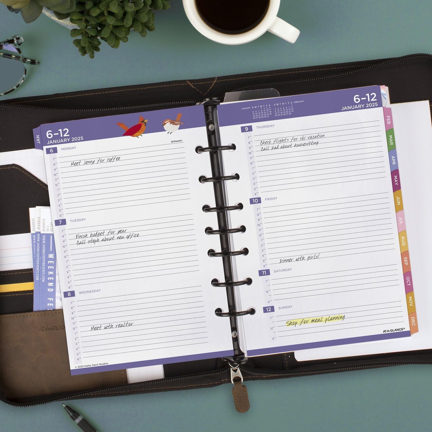 AT-A-GLANCE 2025 Planner Refill Weekly & Monthly 5-1/2″ x 8-1/2 Size 4 KD81-285Y