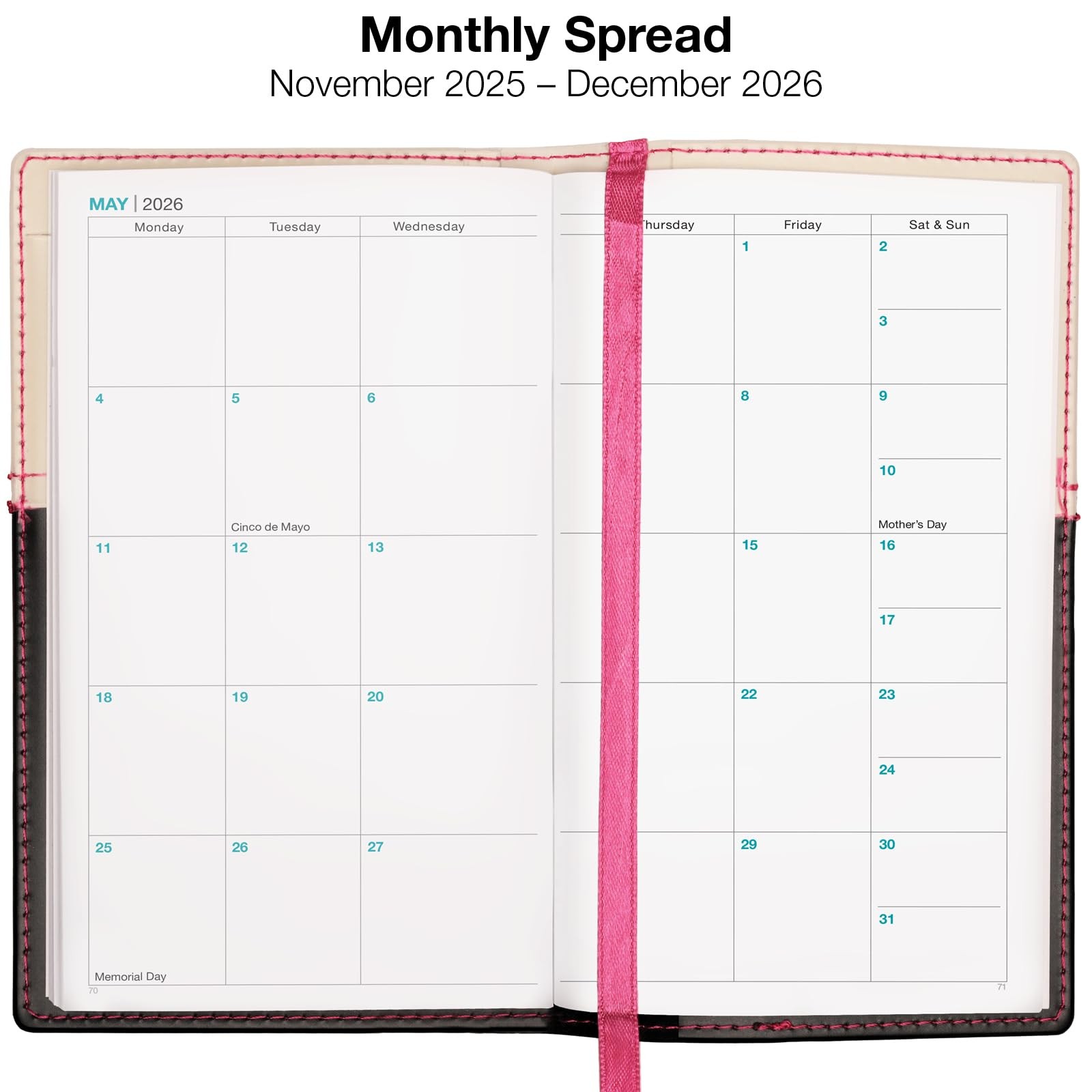 2026 Pocket Planner/Pocket Calendar, 3.5″x6″: Includes 14 3.5″ x 6″, Pink