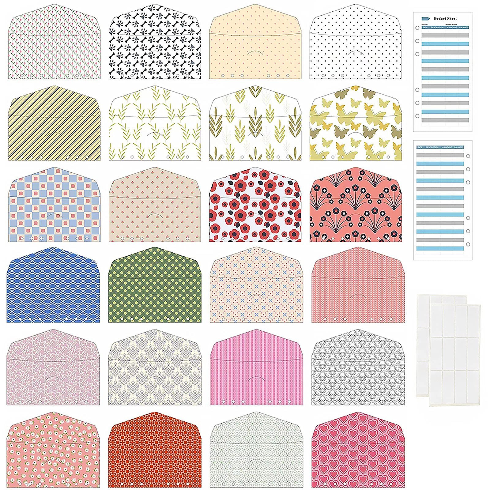 Cash Envelope for Budgeting, 24 Pcs Assorted Colors A6 6-Ring Budget Binder E…