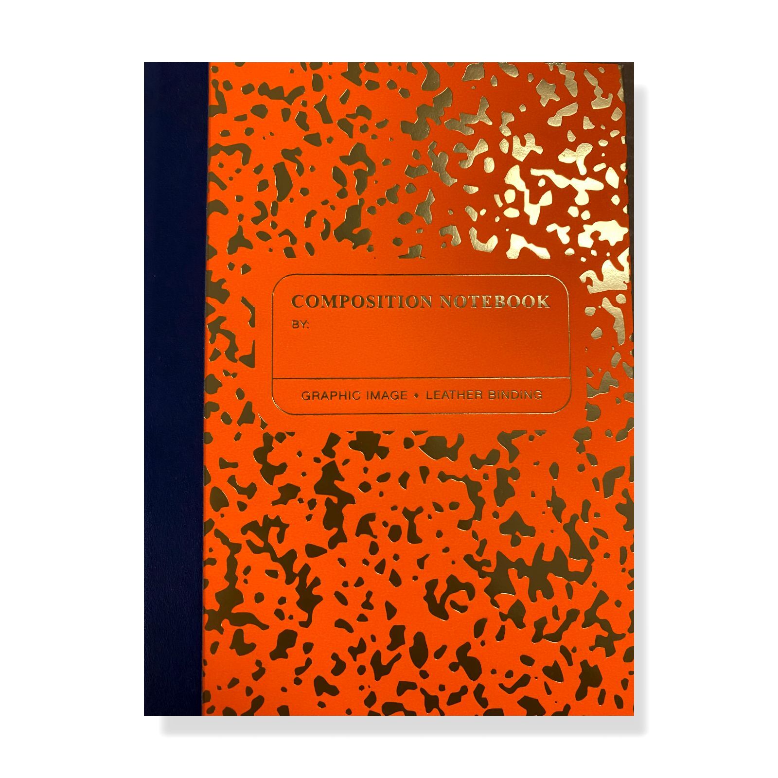 $55 Graphic Image Neon Orange Gold Composition Notebook Leather Edition 6″ x 8″