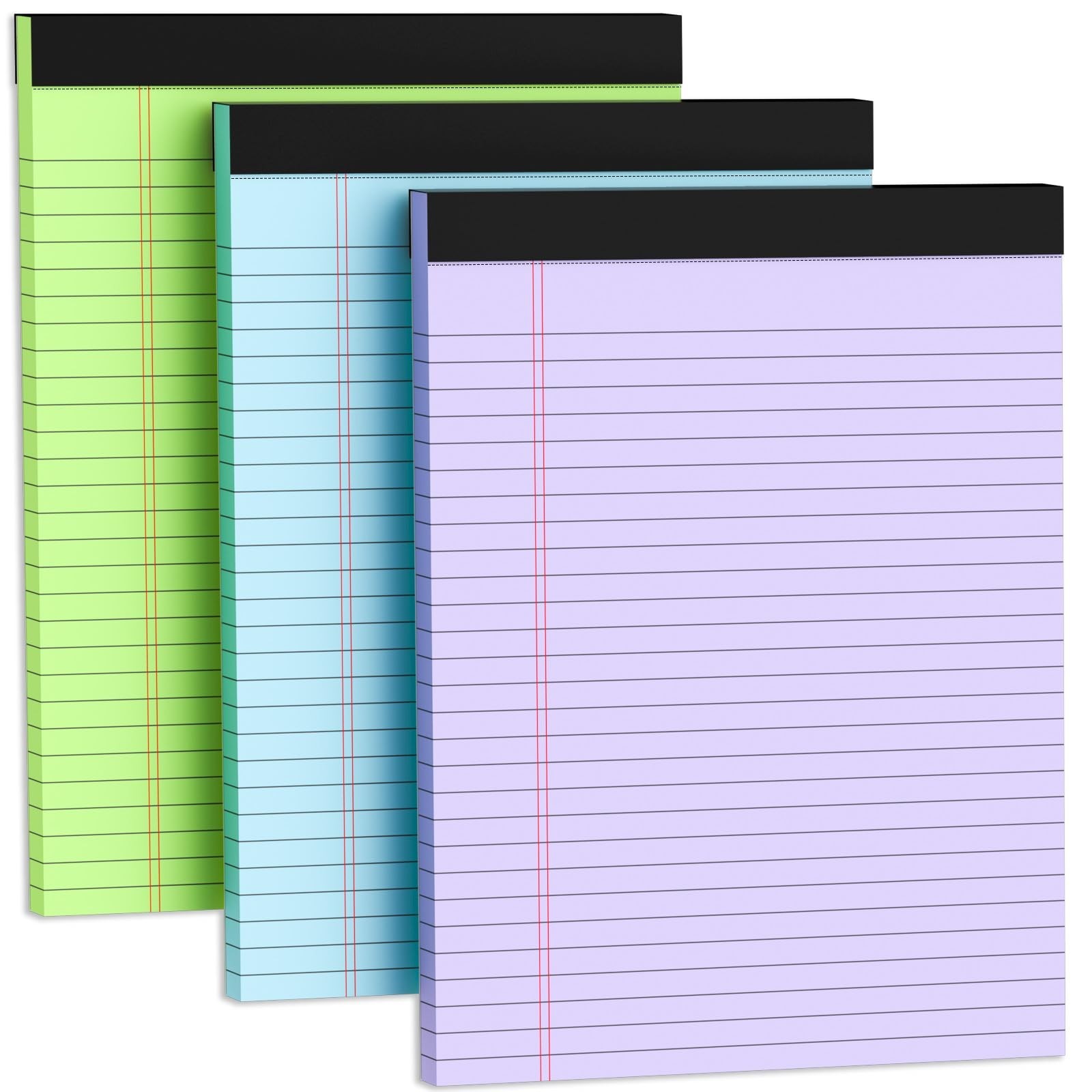 Legal Pads 8.5 x 11, Colored Note Pads 8.5 x 11, Wide Ruled Paper, 3 Pack Not…