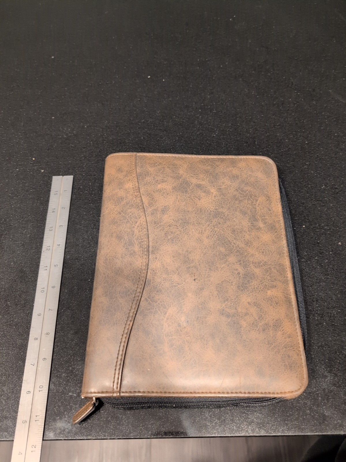 Day Timer Leather Zippered Agenda Planner Address Book Pockets Rolodex Brown