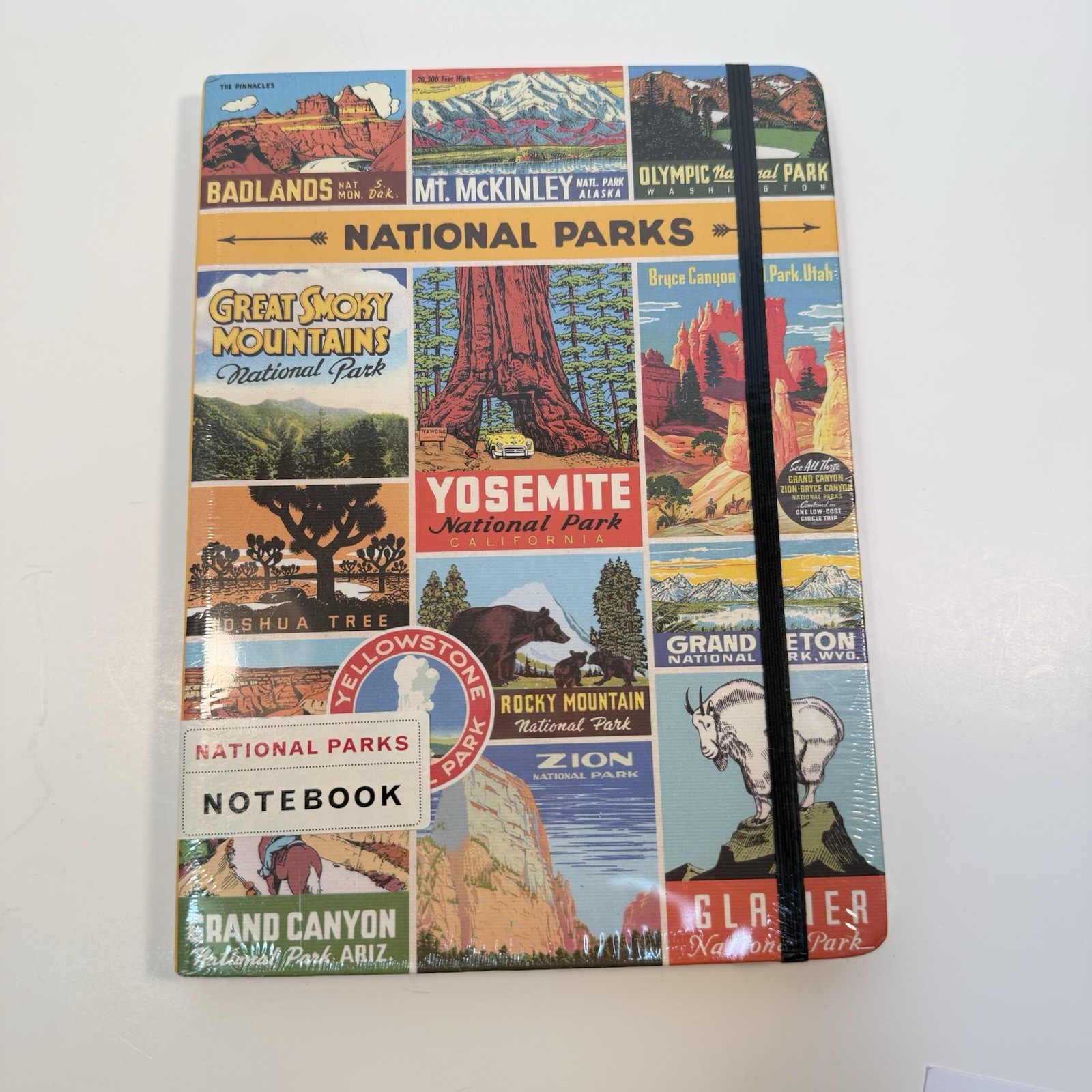 National Parks Travel Journal Hiking Notebook Vintage Poster Art Elastic Closure