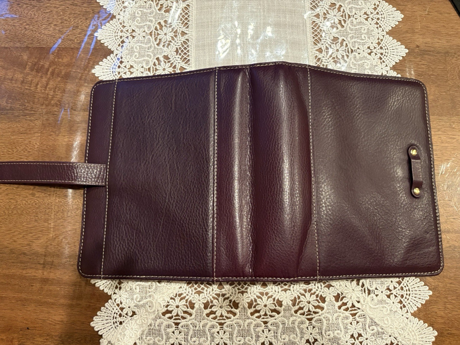 Franklin covey Vintage Aurora Full Grain Italian Leather Classic Purple Plumeria