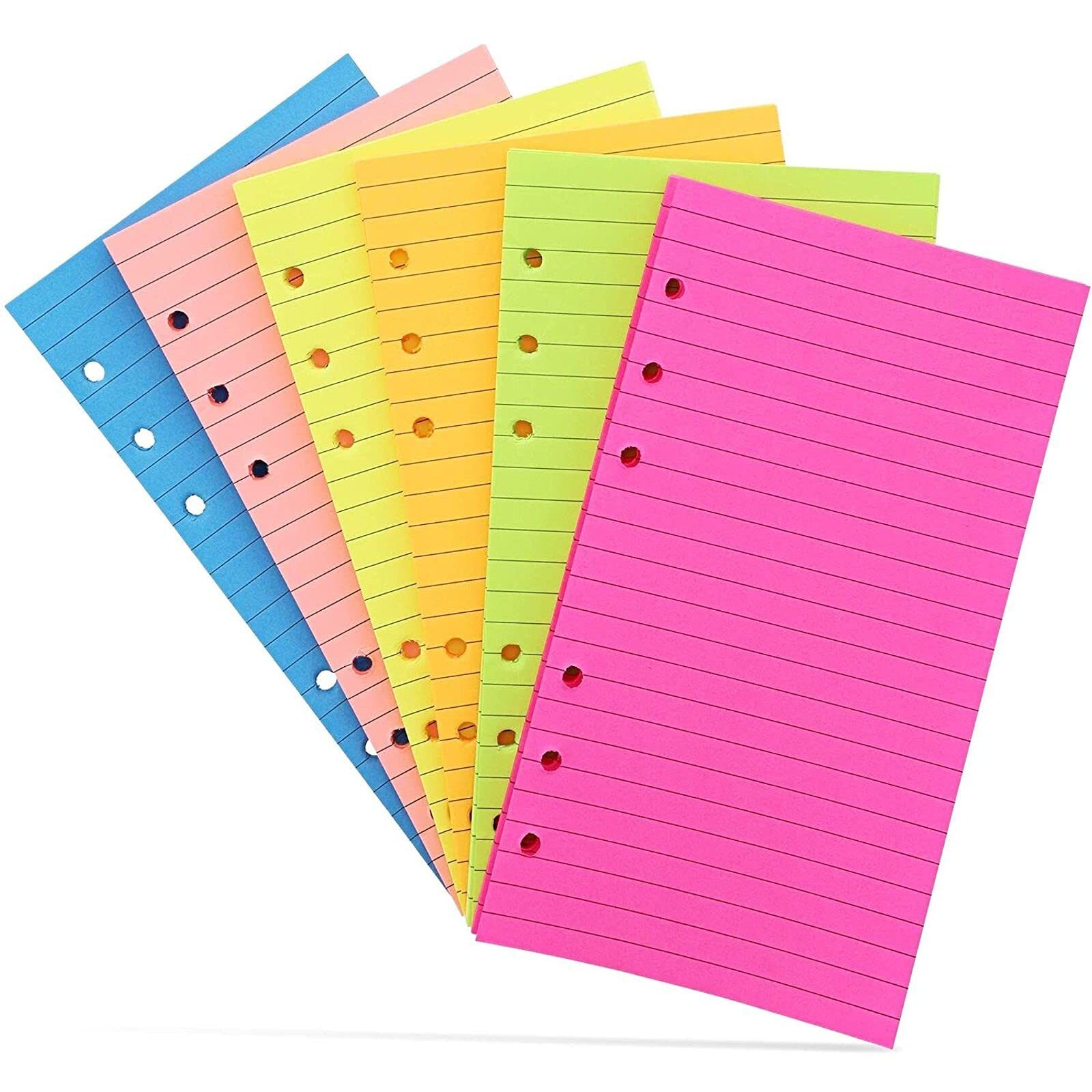 240 Sheet/480 Pages Colored Lined Paper Refill for A6 6-Ring Binder Notebook