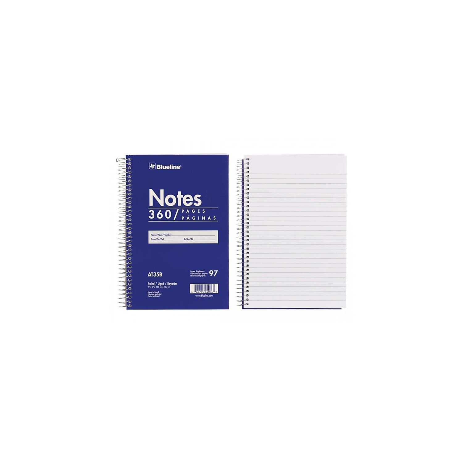 Blueline Steno Pad/Note Pad, Spiral Binding with Flexible Blue Cover, 9