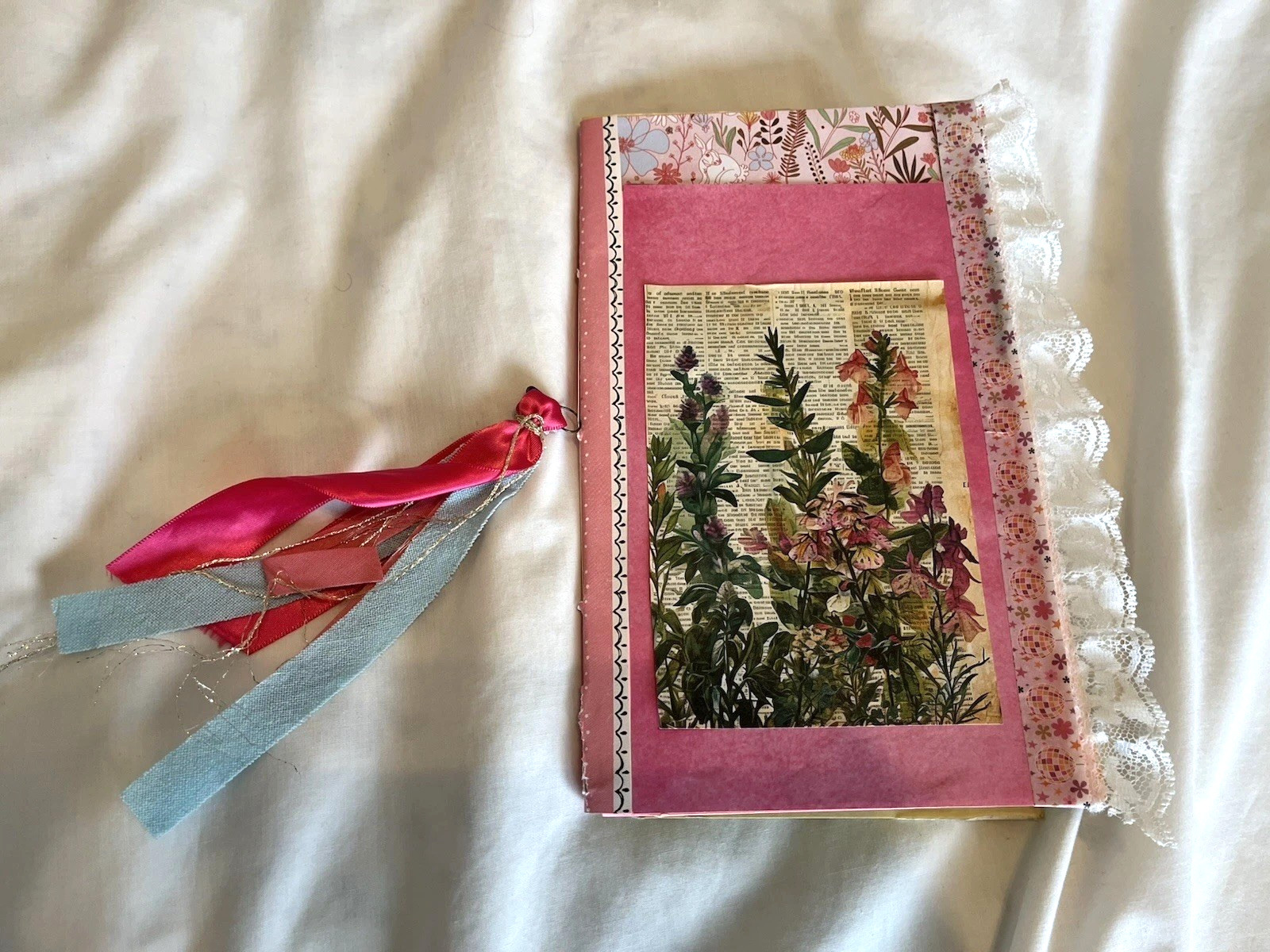 Junk Journal Floral Feminine Theme 9.5x 5.5” Embellishments Ephemera