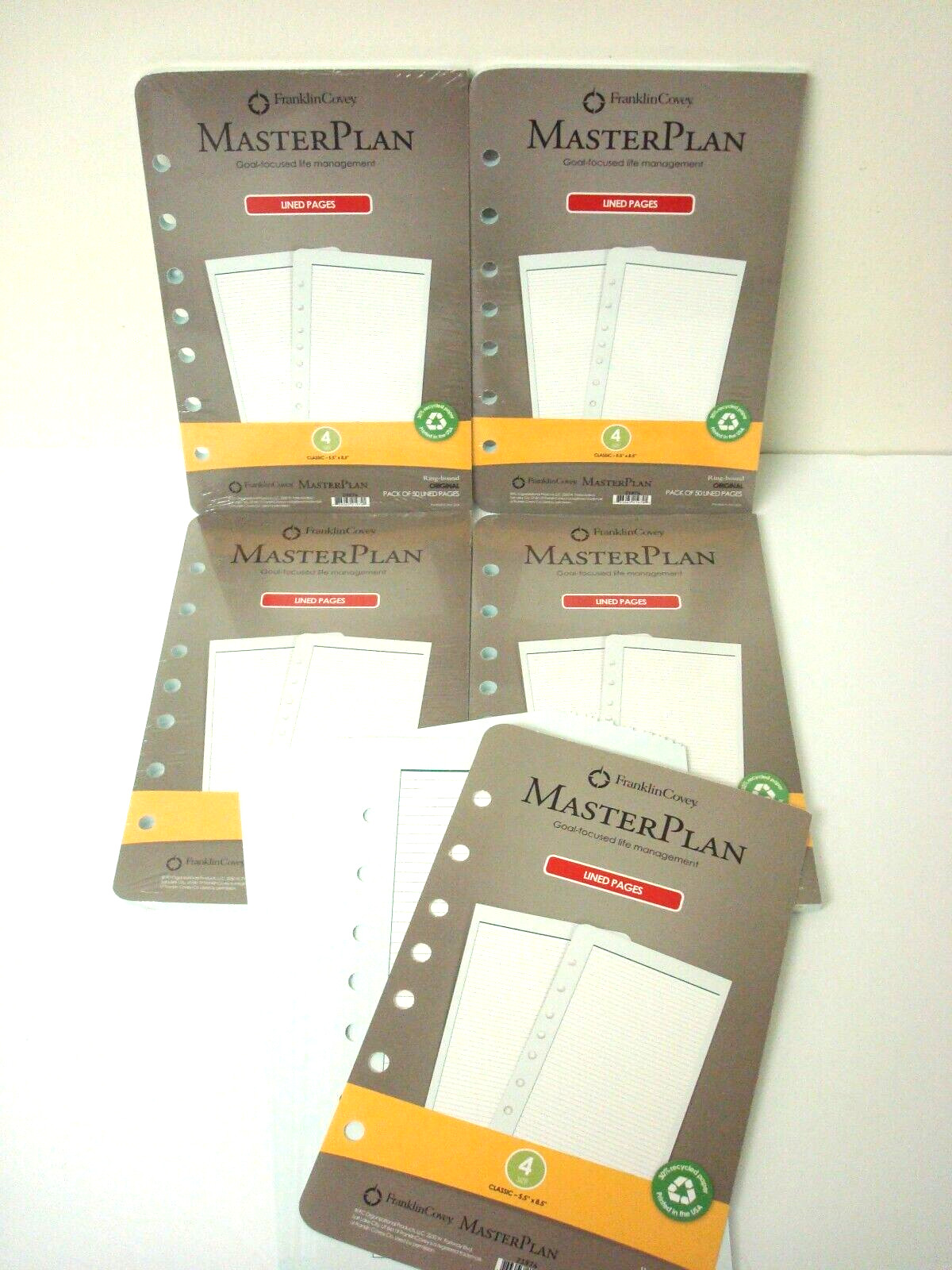 4 Sealed Franklin Covey Master Plan Classic Lined 5.5”X8.5” + Open 35 Page Pack