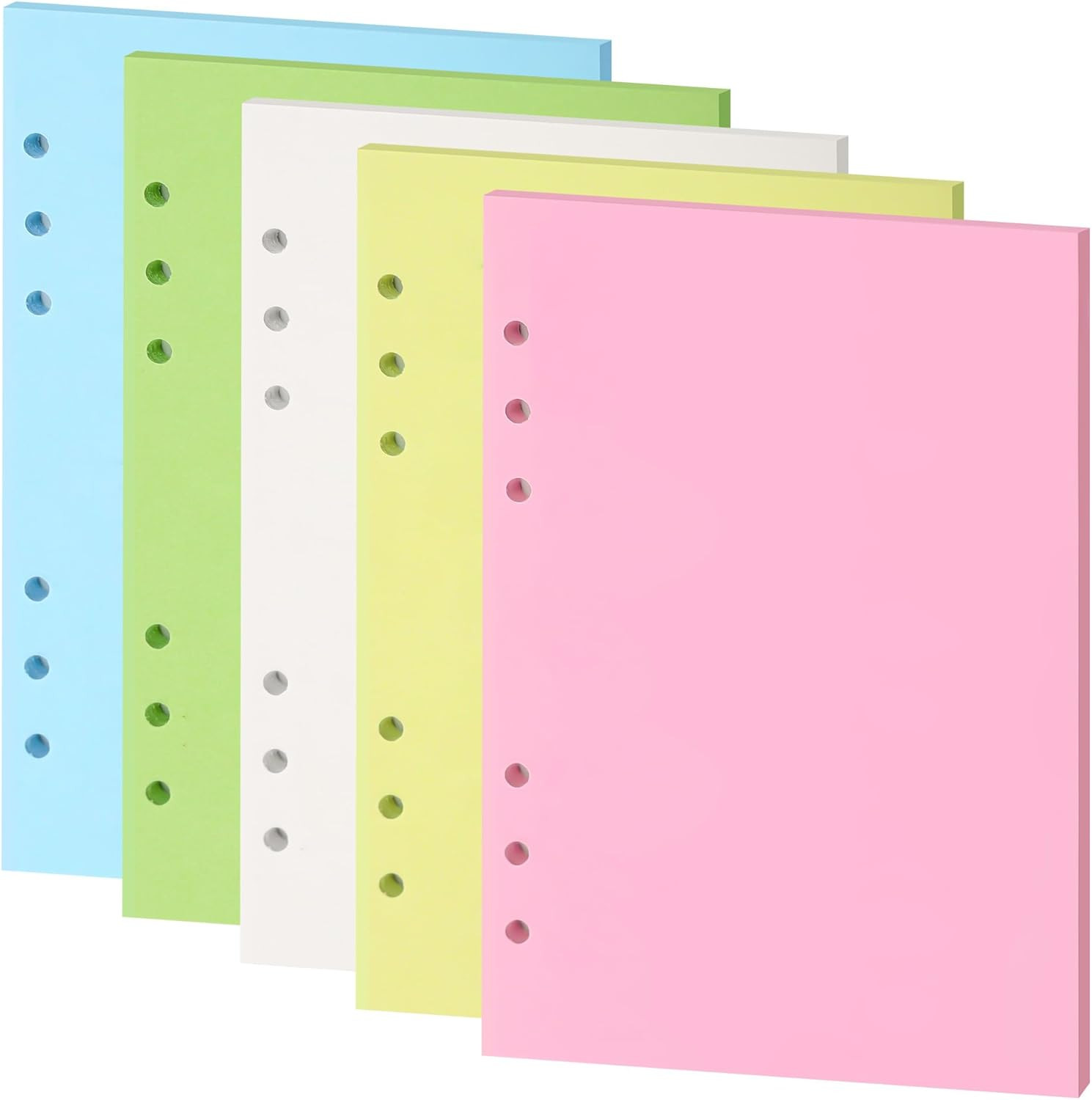 Blank Refill Paper, A5 Planner Inserts,Colorful Unruled Pages for Size 6-Ring Bi