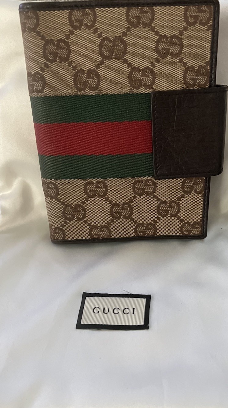 Gucci GG Classic Agenda Day Planner Binder Vintage Leather Wallet With Dust Bag