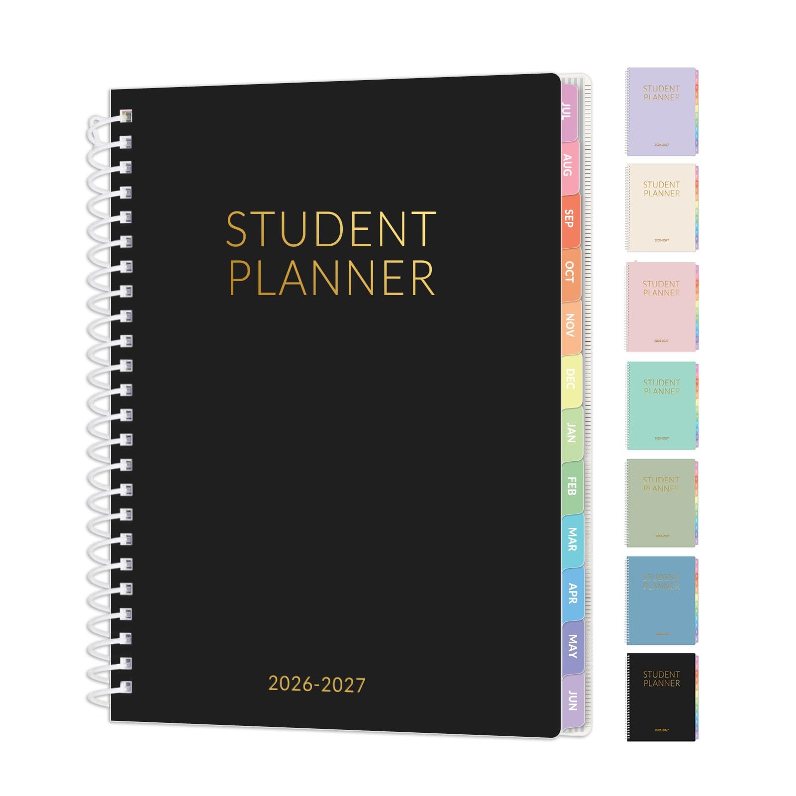 Student Planner 2026-2027, SUNEE Academic Weekly & A5 6.5″×8.3″, Black