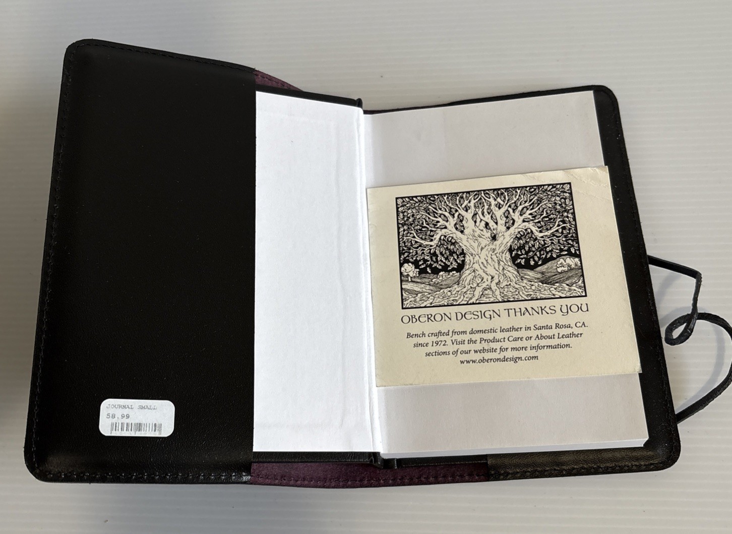 Oberon Design Purple Paisley Embossed Leather Journal Cover 5×7 w/Journal NEW
