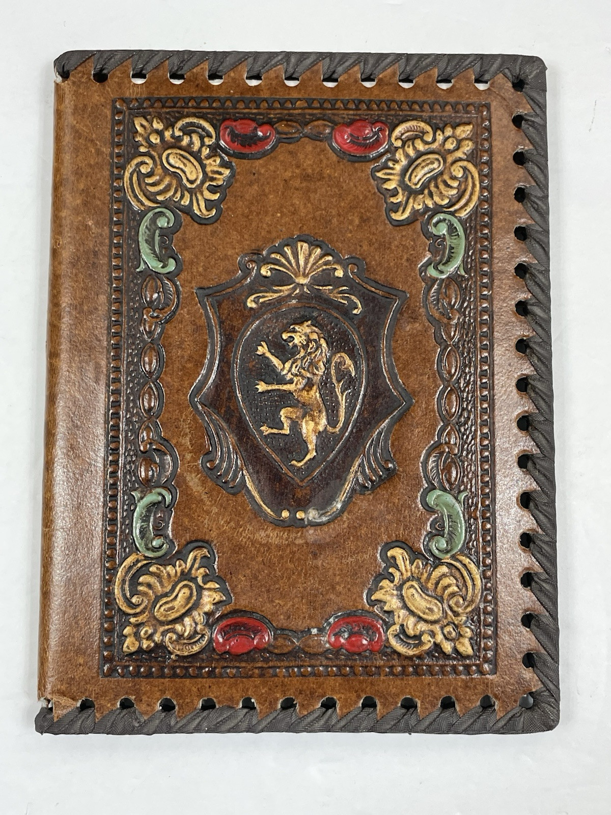 Made In Italy Embossed Leather Notepad And Phonebook Organizer Lion