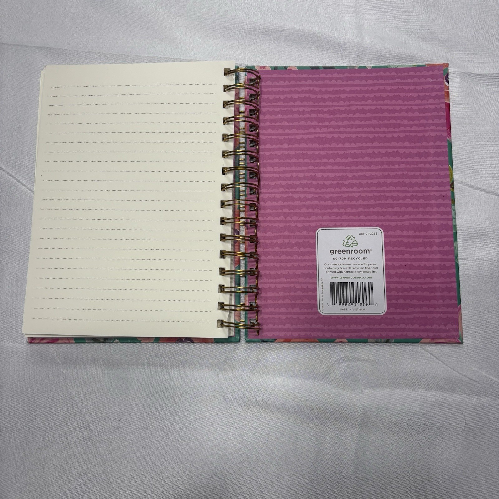 New 2020 Greenroom Journal Recycled Notebook Spiral Bound Floral Hardcover