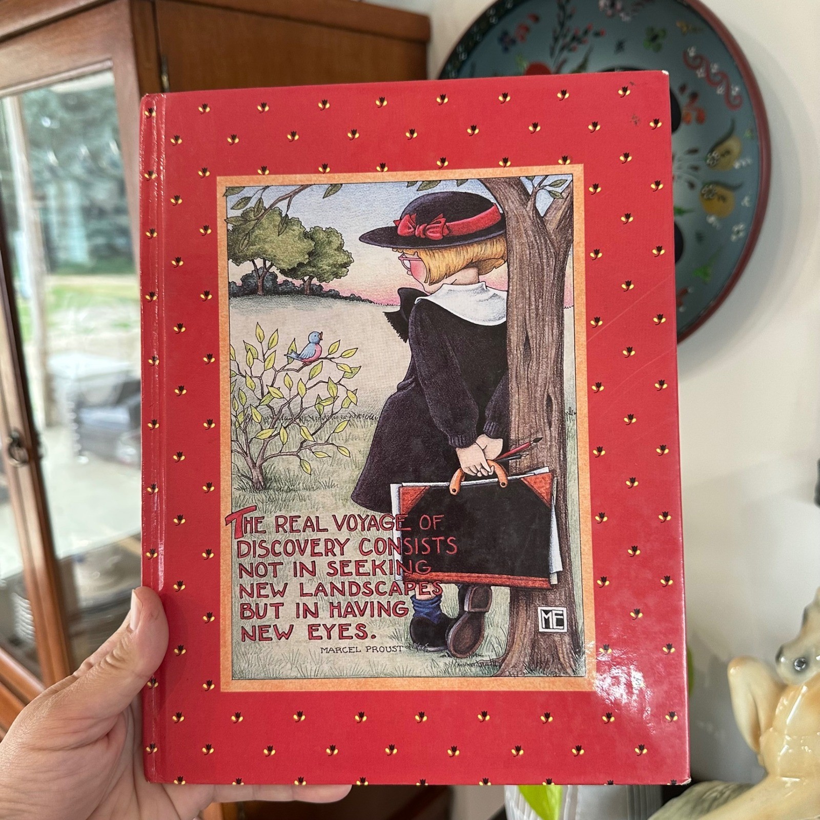 Vtg Mary Engelbreit Sketchbook Red Hardcover Grid Journal 90’s Stationery Whimsy