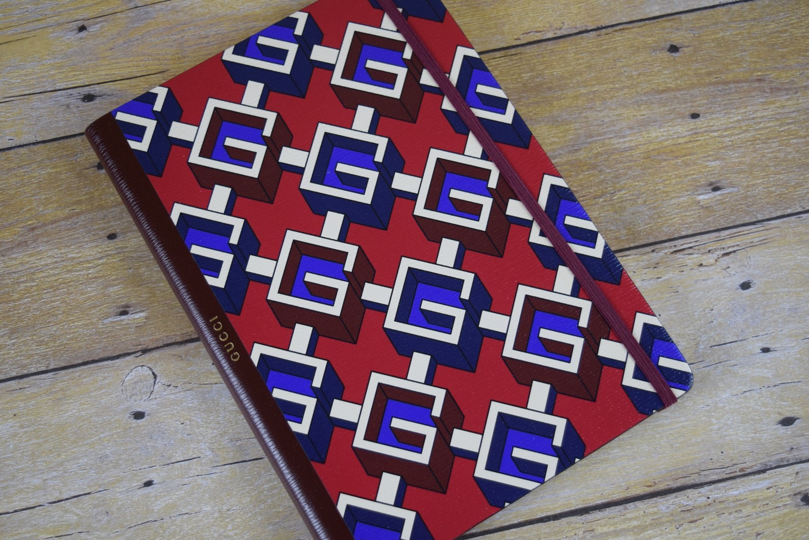 NIB! Authentic Gucci Luxury Notebook Journal Geometric G Printed Red