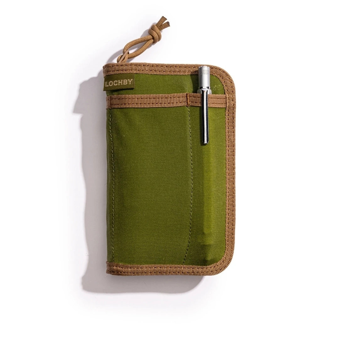 LOCHBY Pocket Journal Olive Green |Notebook Cover | Water Resistant Waxed Canvas