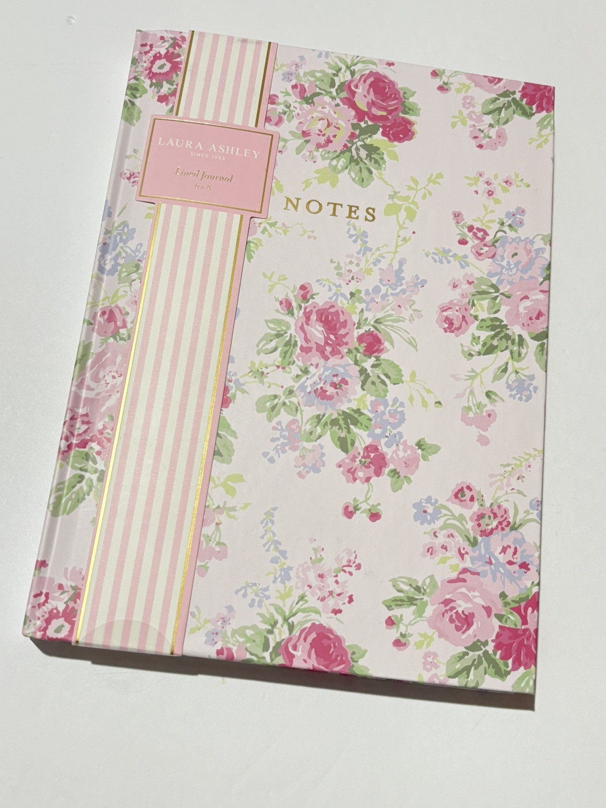 LAURA ASHLEY Shabby Chick Pink floral lined journal& English Garden Pen set NEW
