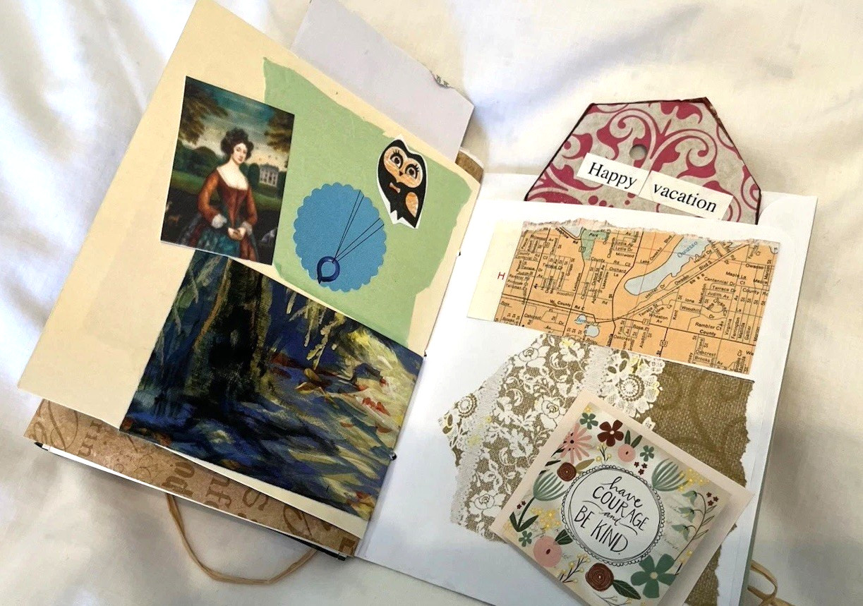 Junk Journal Floral Vintage 5×5” Tuck Spots, Tie Clip,Paper Ephemera Embellished