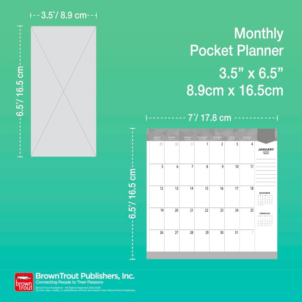 ViewPoint Black | 2026-2027 3.5×6.5″ Monthly Pocket Planner Calendar