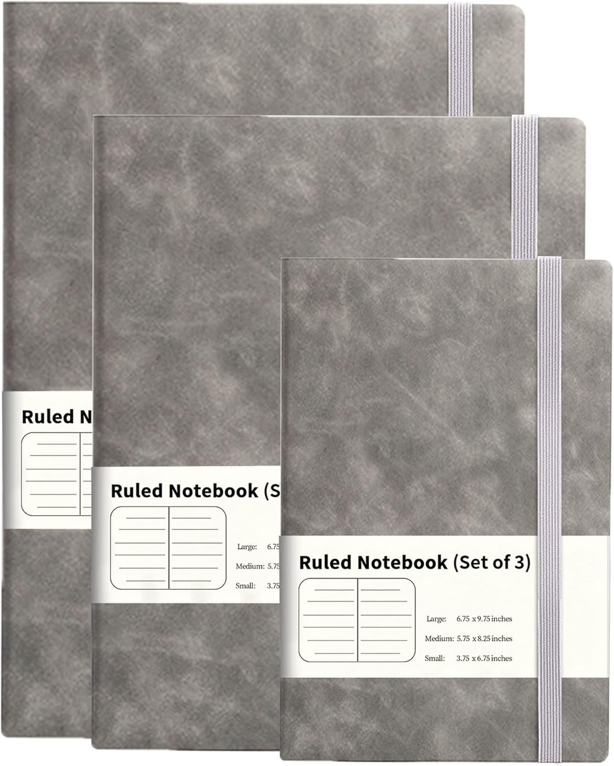 Notebook/Journal (Set of 3), Classic Lined – 200 Pages, 100 GSM Thick Paper Grey