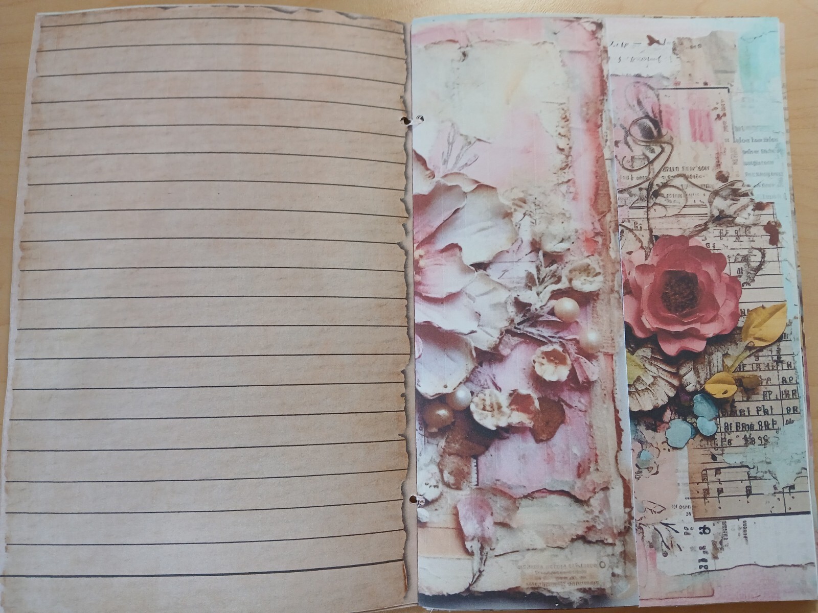 Junk Journal Booklet “3D FLOWERS 2″ Lg 6″x9” 40pg Dimensional Florals In Pink