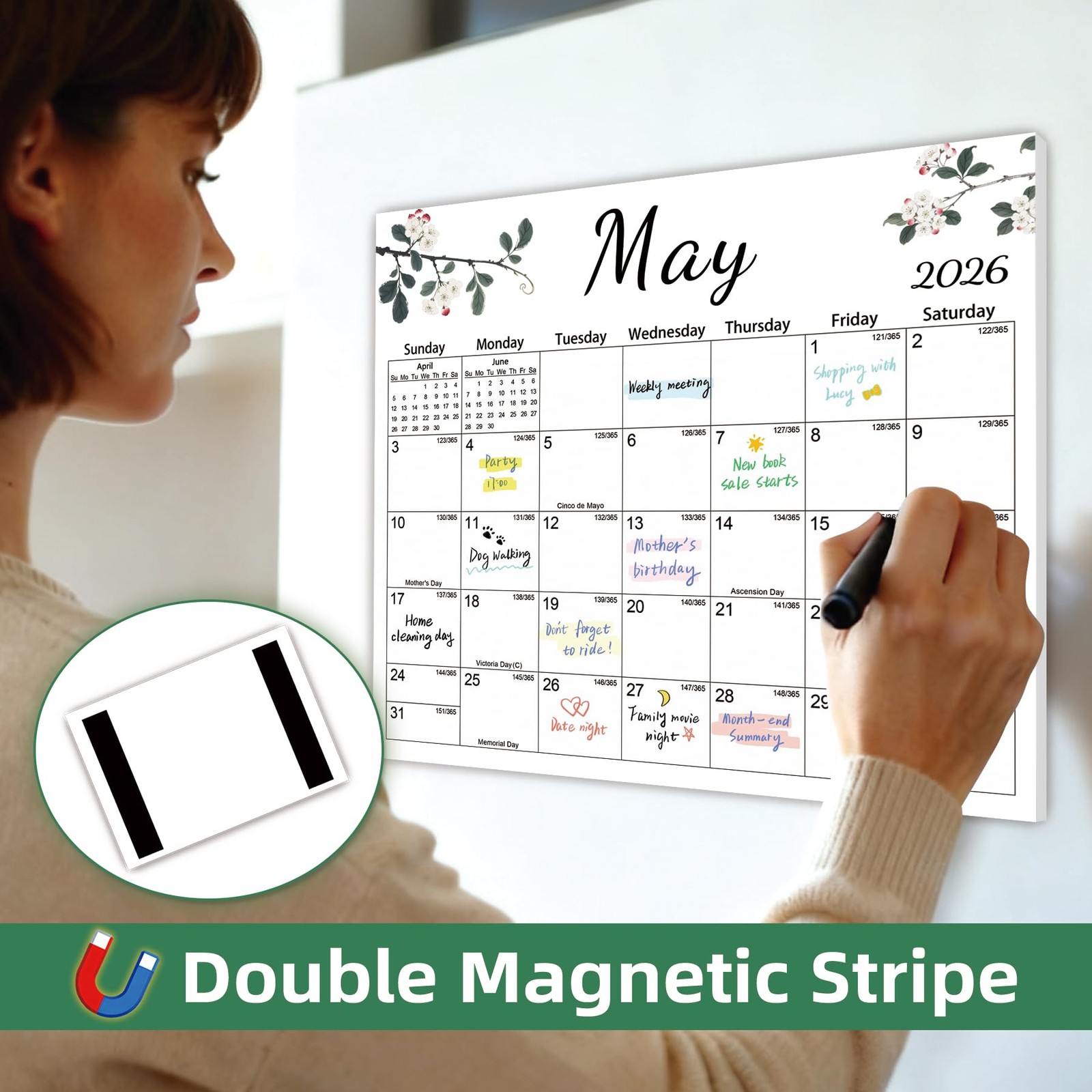 Magnetic 2026 Calendar for Nature -12.6″x11″, Dec 2025 – 2026