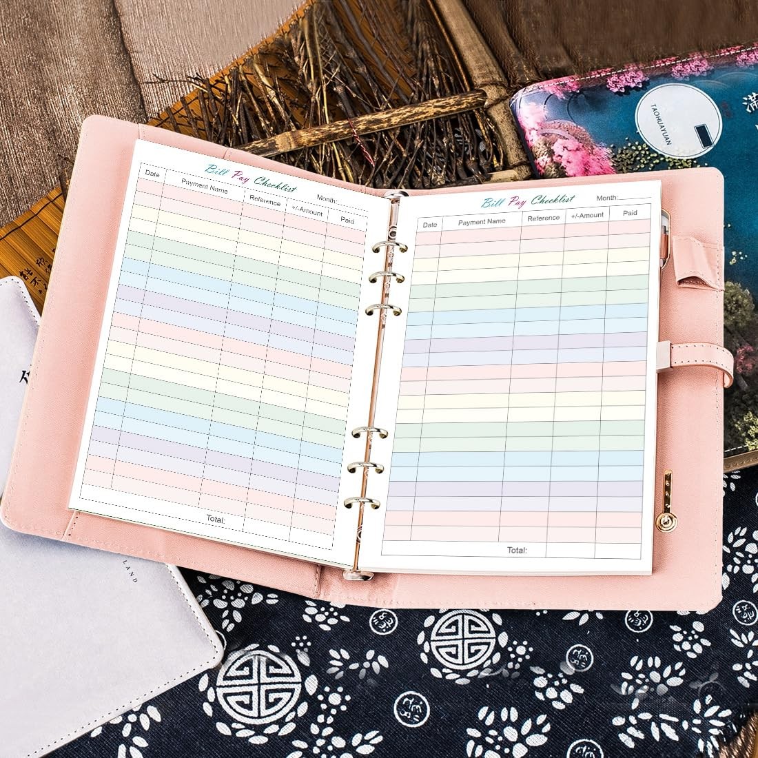 50 Sheets/100 Pages Colorful Monthly Budget Form A5 Binder 5.8×8.3 Inch