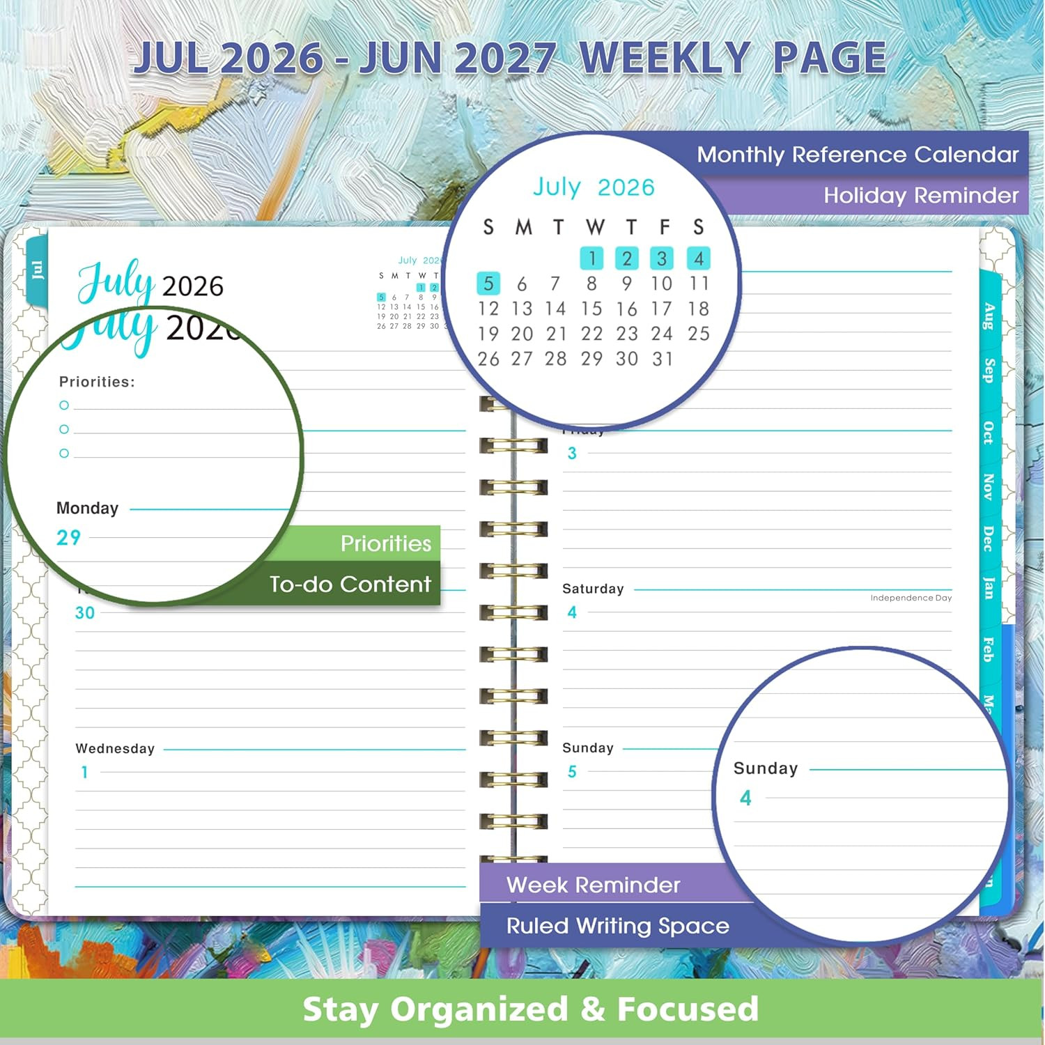 Planner 2026-2027 – 2026-2027 Planner, July 2026 – June 2027, 6.3’’ × 8.4’’, Wee