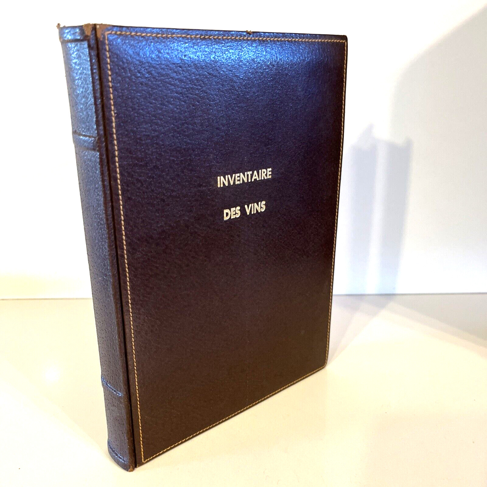 Italian Leather Wine Journal Inventaire Des Vins New Vintage-Gilt- Handsome Book