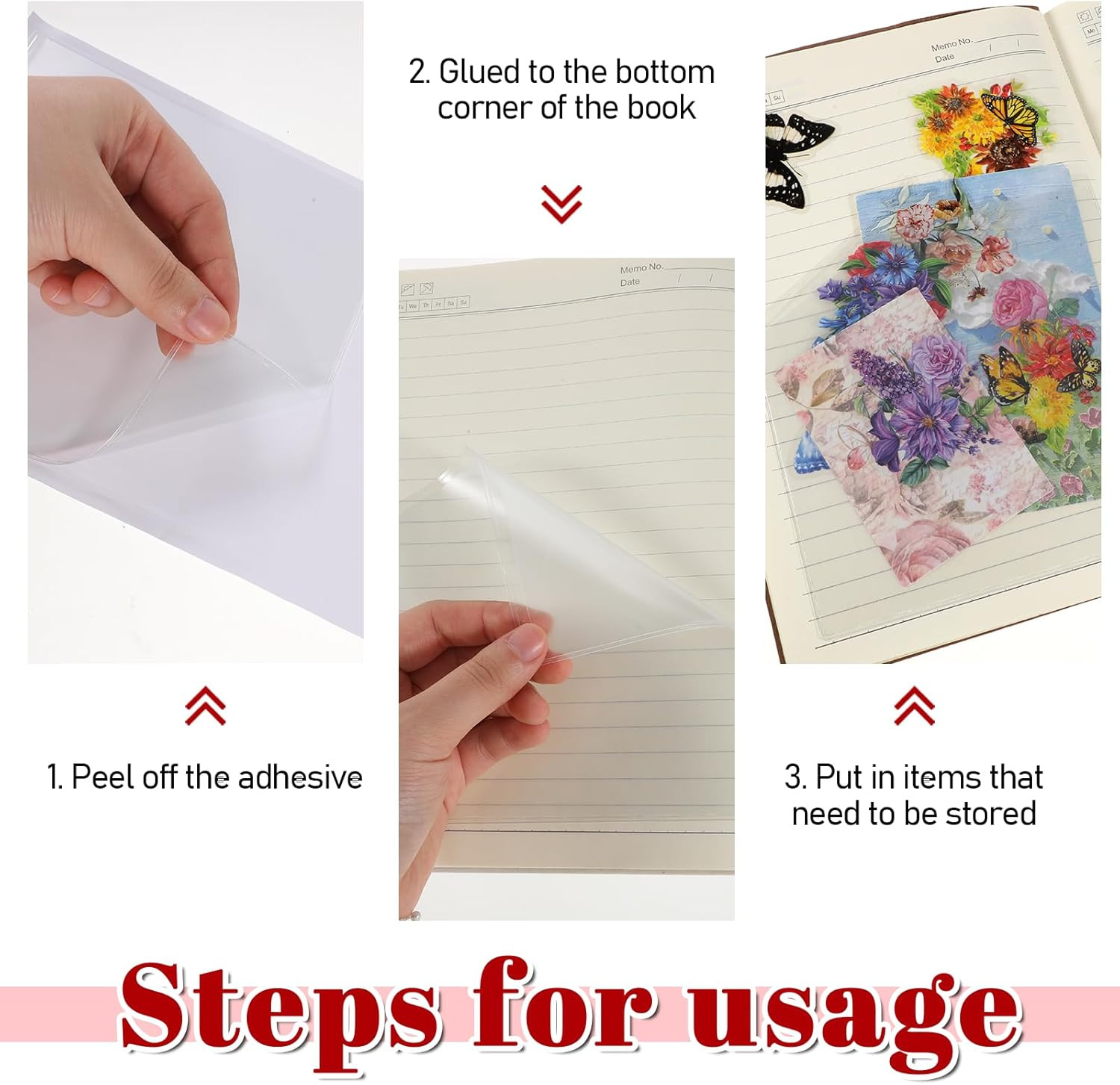 10 Pcs Adhesive Clear Corner Pockets Planner Adhesive Pockets 6 X 6 Inch Self-Ad