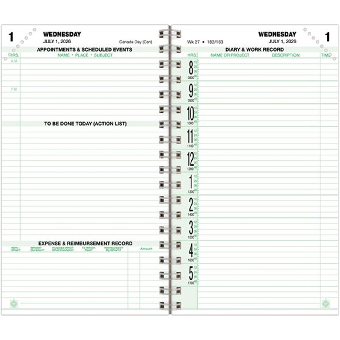 Day-Timer Jul 26 – Jun 27, 2-Page/Day Orig Planner Refill Compact 3×5″ +Extras